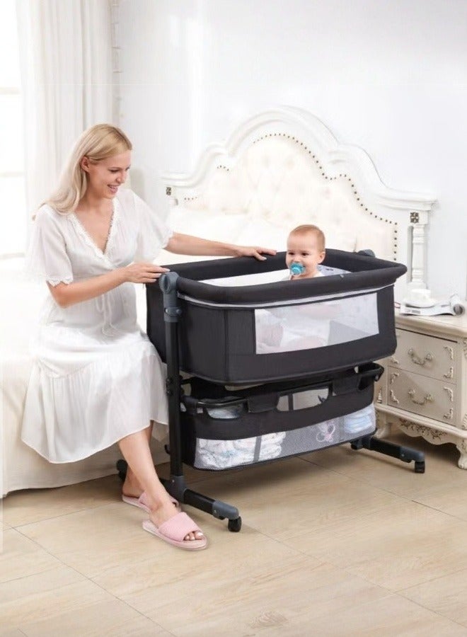 والالا سرير أطفال قابل للطي بجانب السرير سرير أطفال قابل للطي ومحمول وسرير أطفال للسفر مع شبكة قابلة للتنفس وقابلة للتعديل وفرشة رمادية - Image 2